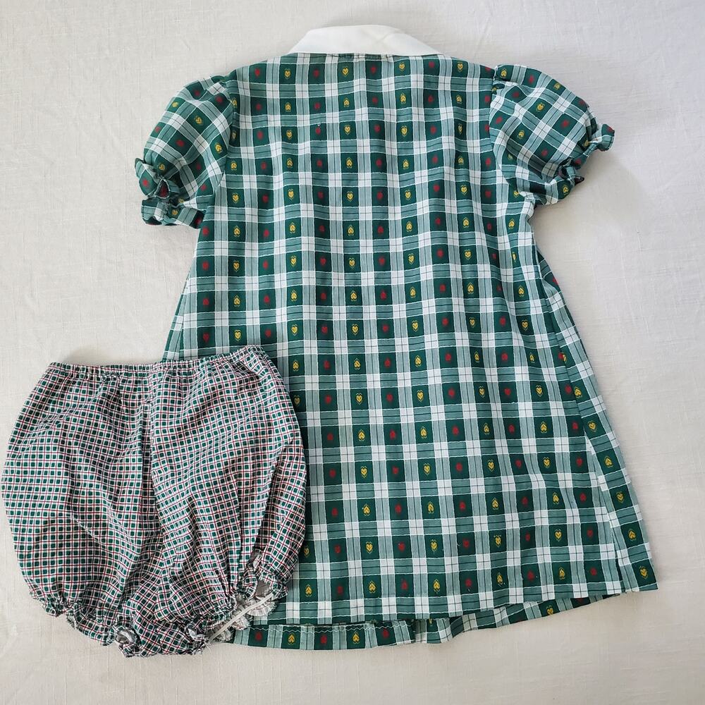 Vintage 70s Green Plaid Dress + Bloomers 5t - Picture 11 of 11